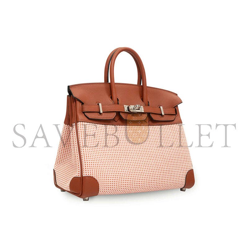 H**mes MASTER BIRKIN QUADRILLE 25 BRIQUE TOILE SWIFT (25*20*13cm)